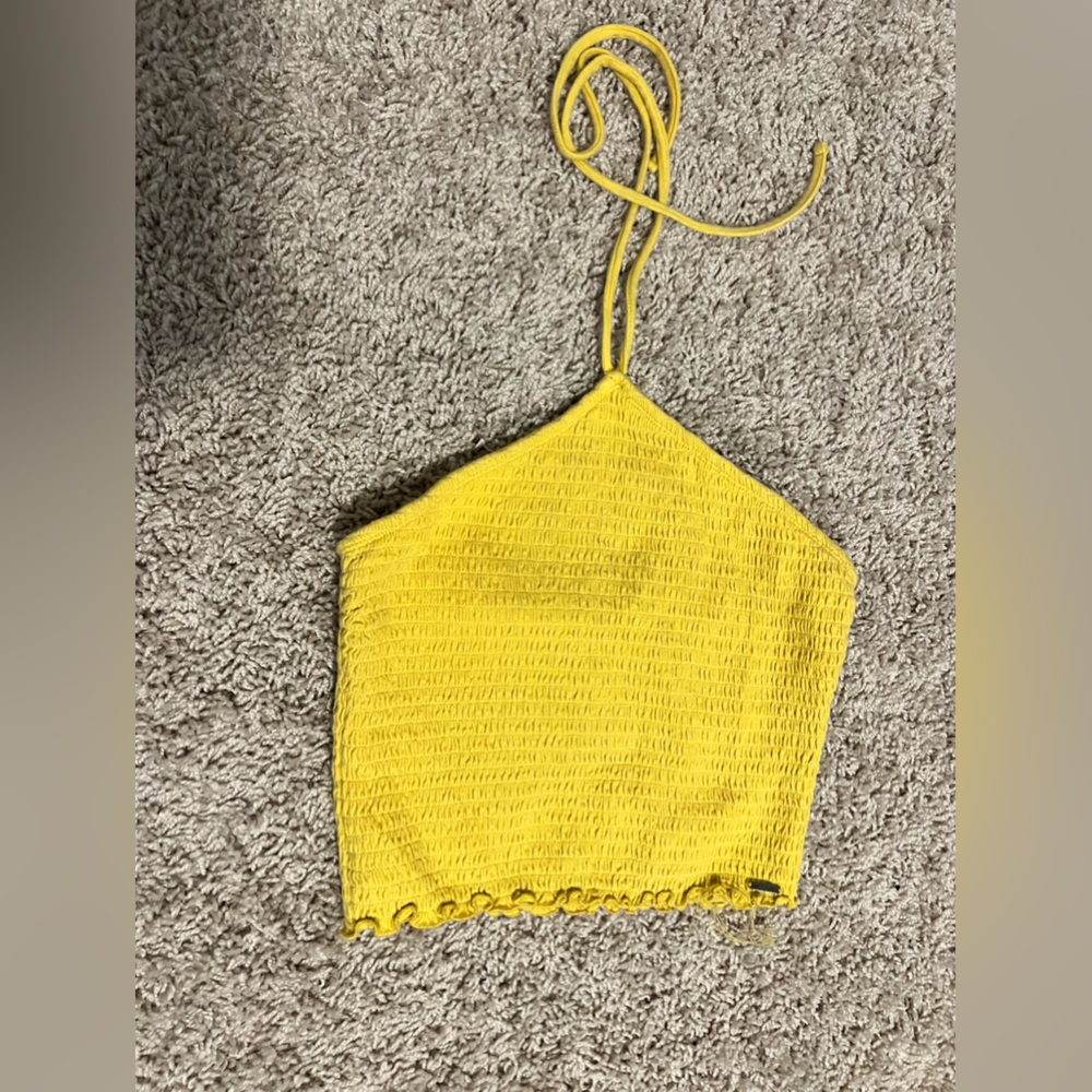 Yellow halter top with tie around neck